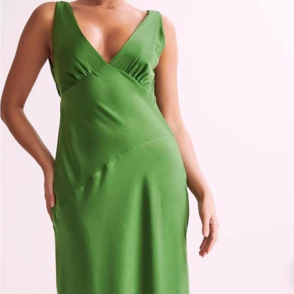 Nadia Maxi Satin Dress With Back Cowl | Emerald